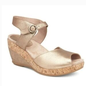 Dansko Charlotte Cork Grain Leather Wedge Sandals